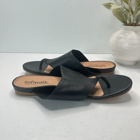Softwalk Chandler Leather Thong Sandals Black S2306-001 Women's 12W NWOB - Picture 6 of 9